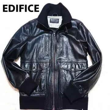 EDIFICE 가죽 자켓 양가죽 시프 블랙 38 블루종
