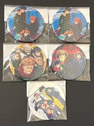 주술회전 홀로그램 캔뱃지 5개 세트