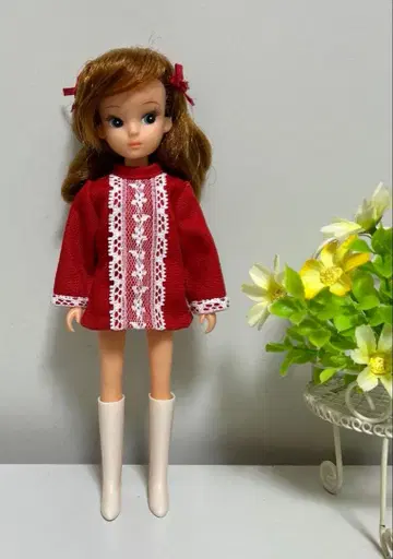 핸드메이드 복각판 리카짱 사이즈 빨간색 원피스 긴팔