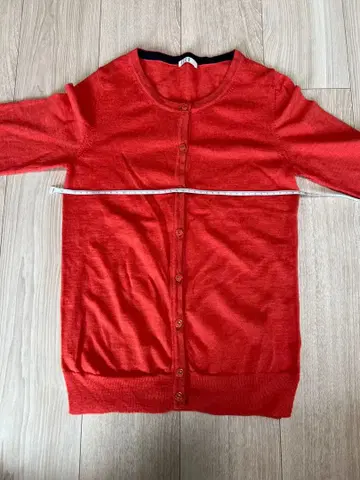 오렌지 긴팔 가디건 프론트 버튼