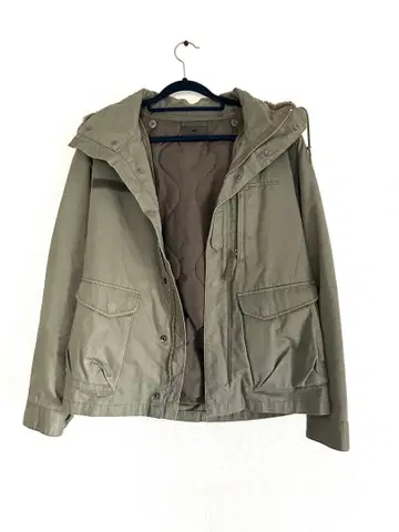 카키 플리스 안감 밀리터리 자켓