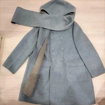 DOUDOU 라이트 블루 리버서블 울 코트