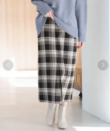 GLOBAL WORK 울 블렌드 체크 스커트