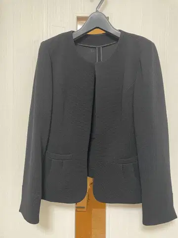 노카라 자켓과 타이트 스커트 세트 블랙 빅 사이즈 17ABR