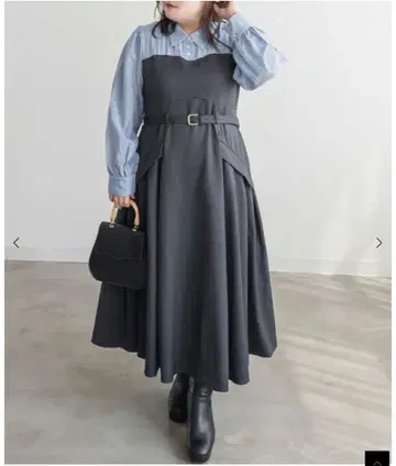 쿠레트 택 포함 미사용 새상품 셔츠 도킹 벨트 원피스 3L