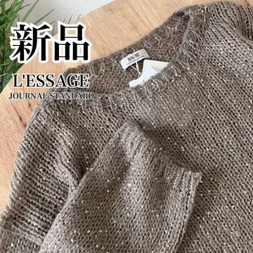 [ 새상품 ] L'ESSAGE 모헤어 MIX 스팽글 풀오버 니트 베이지