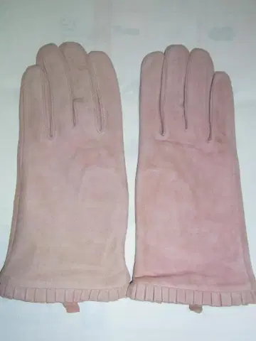 새상품 유니클로 핑크 부드러운 양가죽 프릴 장갑 사이즈 F 길이 22cm