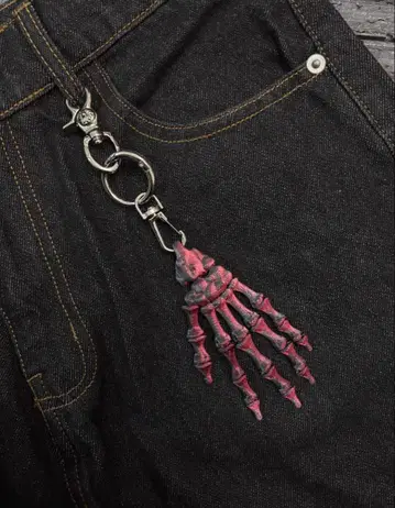 스컬 디자인 월렛 체인