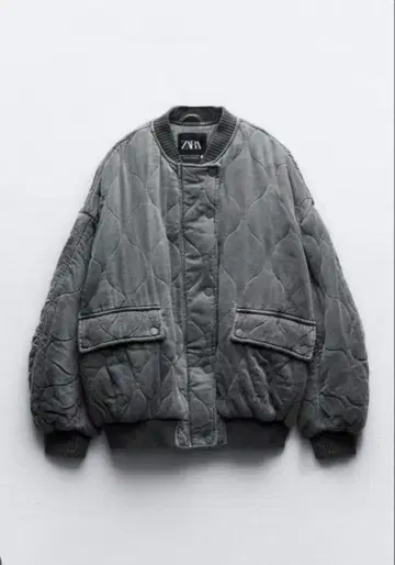 ZARA 퀼팅 오버사이즈 자켓 그레이