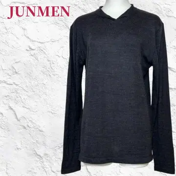 새상품급 준맨 레이어트 카라 디자인 니트 롱 슬리브 L 모쿠 차콜 울