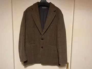 브라운 체크 무늬 테일러드 자켓