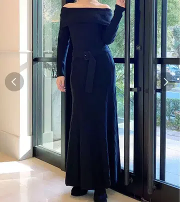 리젝시 변형 리브 2way 니트 원피스 오프숄더 롱니트