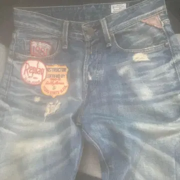 REPLAY 데미지 가공 데님 JENNON W29 L32 와펜 부착