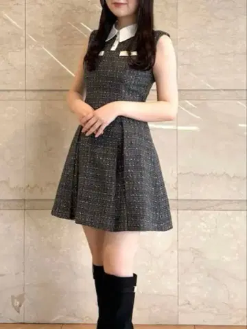 dazzlin 셔츠 칼라 트위드 미니 원피스 새상품급