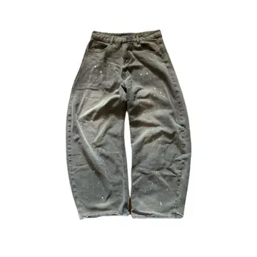 페인트 가공 와이드 실루엣 데님 팬츠