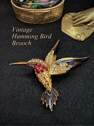 빈티지 영국 벌새 허밍버드 브로치