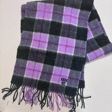 안나 수이 체크 퍼플 머플러