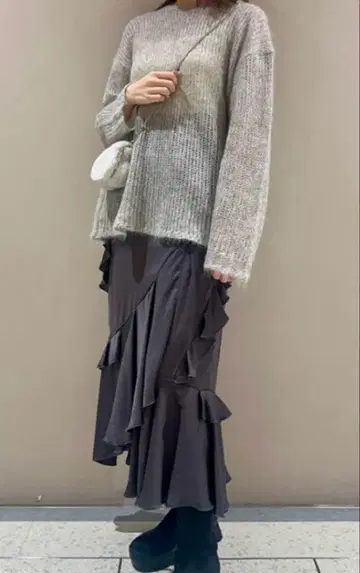 FRAY I.D 프릴 롱 스커트 그레이