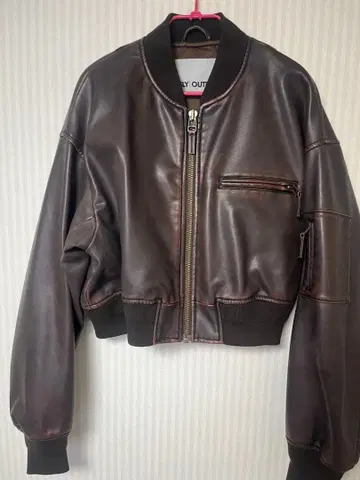 SLY 아우터 다크 브라운 크롭 가죽 자켓