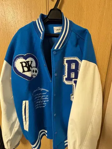 Black air 스켈레톤 자수 바시티 자켓 M