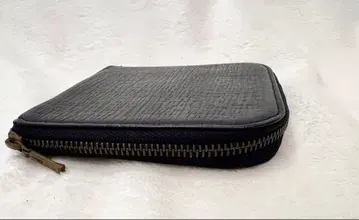 블랙 가죽 이단 접이식 지갑 라운드 지퍼