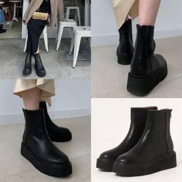 통굽 벌키 플랫폼 러버 부츠