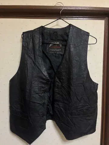 Gathering Ray 블랙 가죽 베스트 M 사이즈