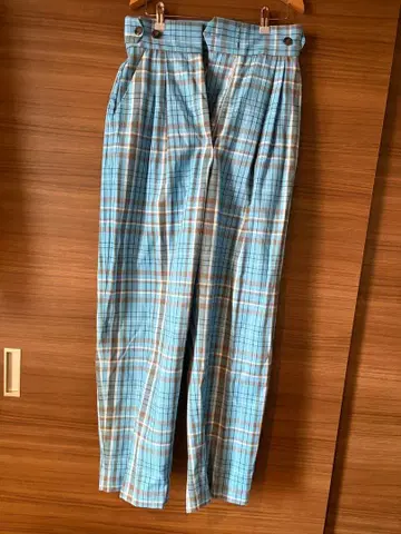 MAISON SPECIAL 블루 계열 체크 와이드 팬츠