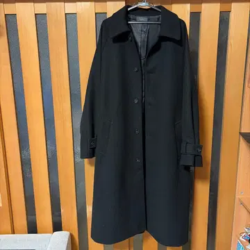 블랙 체스터 코트 울 혼방