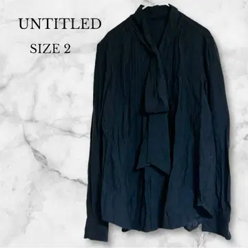 언타이틀 보타이 블라우스 상의 긴팔 깔끔한 성인 여성 블랙 M