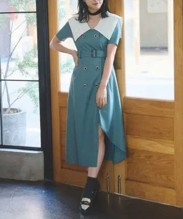 redyazel 빅 세일러 카라 트렌치 원피스