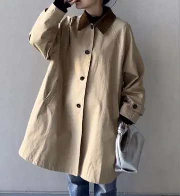 FASHIRU 코듀로이 옷깃 베이지 트렌치코트