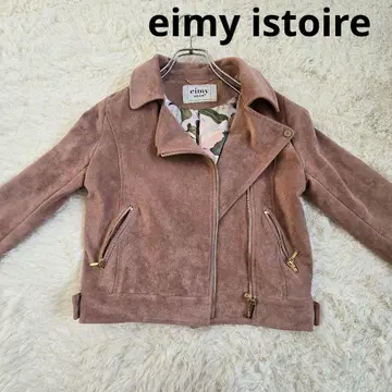 eimy istoire 핑크 스웨이드풍 라이더 자켓 꽃무늬