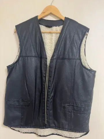 네이비 가죽 베스트 빈티지