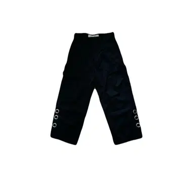 블랙 와이드 팬츠 사이드 링 포함