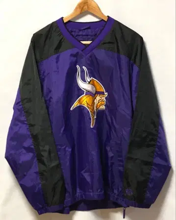 NFL 미네소타 바이킹스 자수 로고 사이드 지퍼 나일론 자켓