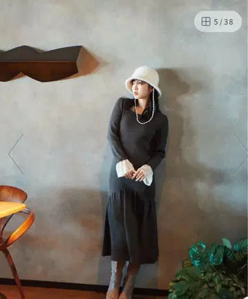 PROPORTION 머메이드 도킹 슬리브 니트 원피스