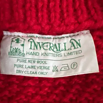 INVERALLAN 빨간색 케이블 짜임 노카라 가디건 L