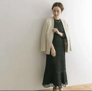 어반 리서치 리프 레이스 페플럼 원피스 블랙 포멀