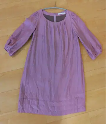 이에나 퍼플 벌룬 슬리브 원피스 프리 사이즈