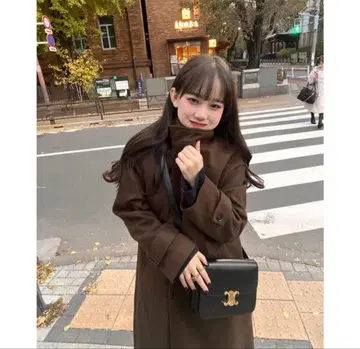 nugu 하이넥 더블 롱 코트