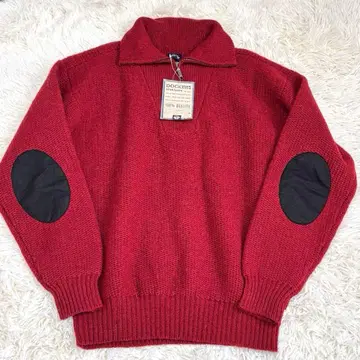 다커스 90s 하프 지퍼 코튼 스웨터 엘보 패치 L 레드