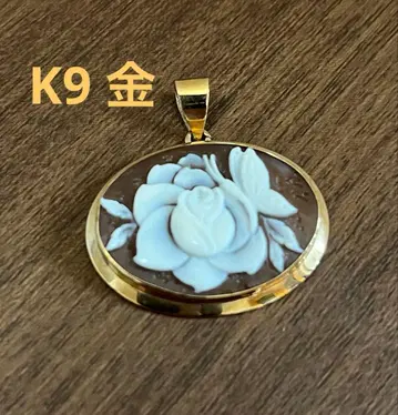 K9 금 쉘 카메오 장미 조각 펜던트 탑