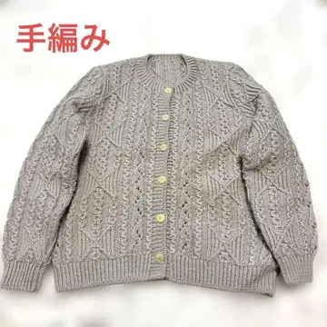 그레이 베이지 라메사 케이블 짜임 니트 가디건 손뜨개질