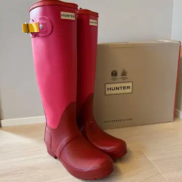 헌터 레인부츠 레드/핑크 23cm