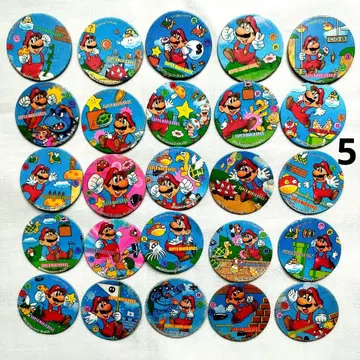 5 쇼와 레트로 당시물 슈퍼 마리오 브라더스 딱지 원형 딱지 25장