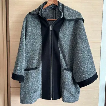 새상품급 랜드스엔드 그레이 울 판초형 코트