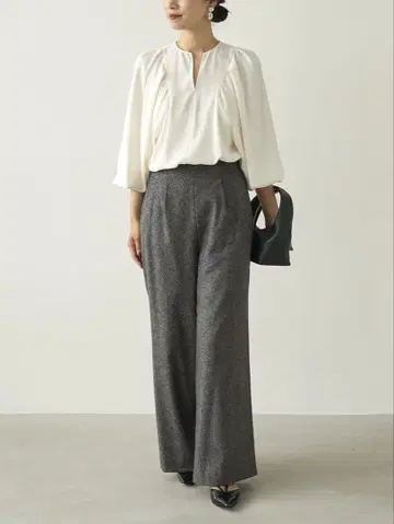 울 스트레치 와이드 팬츠 슬랙스 VERMEIL par iena