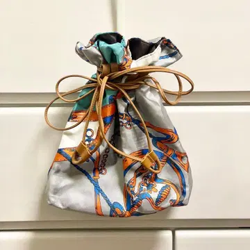 manipuri 마니프리 백 스카프 패턴 그레이 오렌지 스터닝