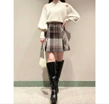 택 포함 SNIDEL 스나이델 로빙 체크 미니 스커트 1 사이즈